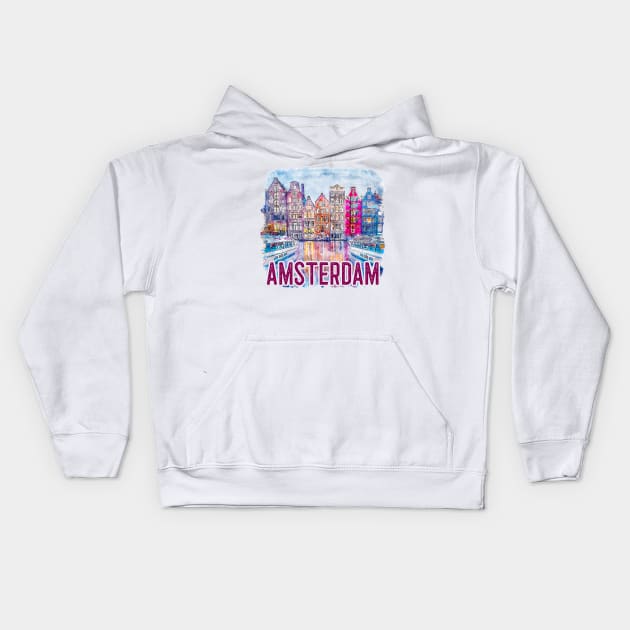 Amsterdam Skyline Kids Hoodie by AllWellia